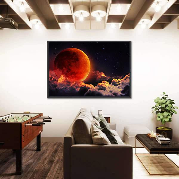 Red Planet With Clouds Canvas Wall Art-3 Horizontal-Gallery Wrap-25" x 16"-Tiaracle