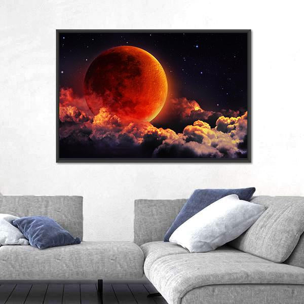 Red Planet With Clouds Canvas Wall Art-3 Horizontal-Gallery Wrap-25" x 16"-Tiaracle