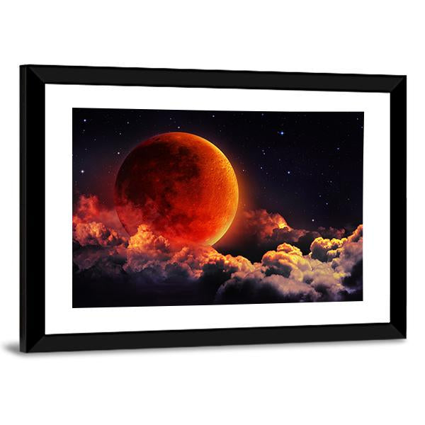 Red Planet With Clouds Canvas Wall Art-3 Horizontal-Gallery Wrap-25" x 16"-Tiaracle