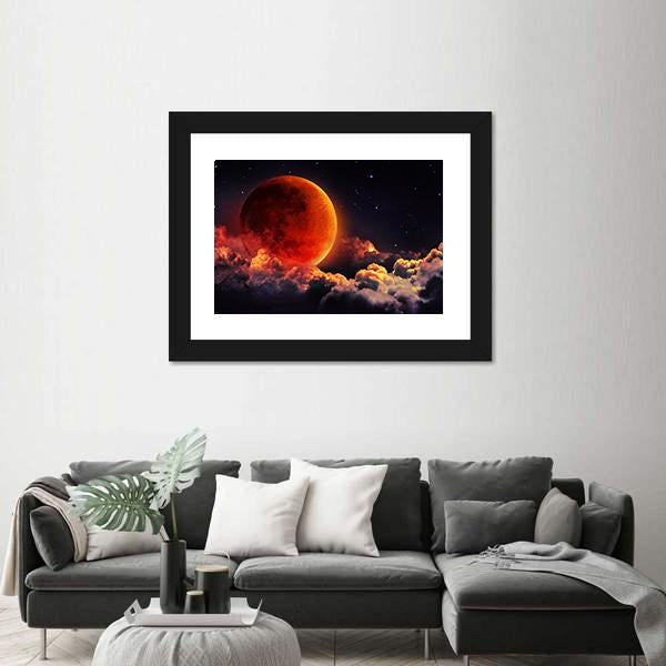 Red Planet With Clouds Canvas Wall Art-3 Horizontal-Gallery Wrap-25" x 16"-Tiaracle