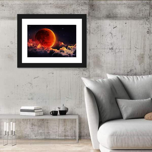 Red Planet With Clouds Canvas Wall Art-3 Horizontal-Gallery Wrap-25" x 16"-Tiaracle