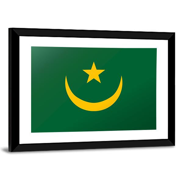 Reflection Flag Of Mauritania Canvas Wall Art-3 Horizontal-Gallery Wrap-25" x 16"-Tiaracle