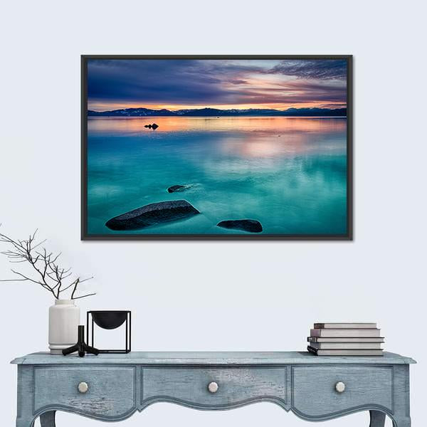 Reflection Of Clouds In A Lake Canvas Wall Art-1 Piece-Floating Frame-24" x 16"-Tiaracle