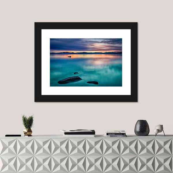Reflection Of Clouds In A Lake Canvas Wall Art-1 Piece-Framed Print-20" x 16"-Tiaracle