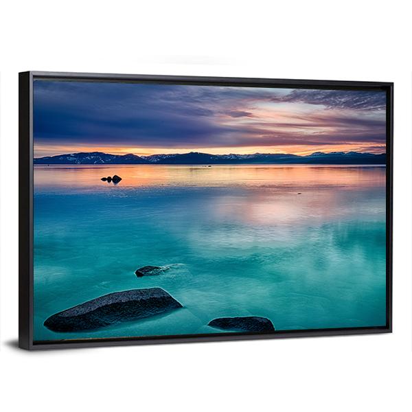Reflection Of Clouds In A Lake Canvas Wall Art-3 Horizontal-Gallery Wrap-25" x 16"-Tiaracle