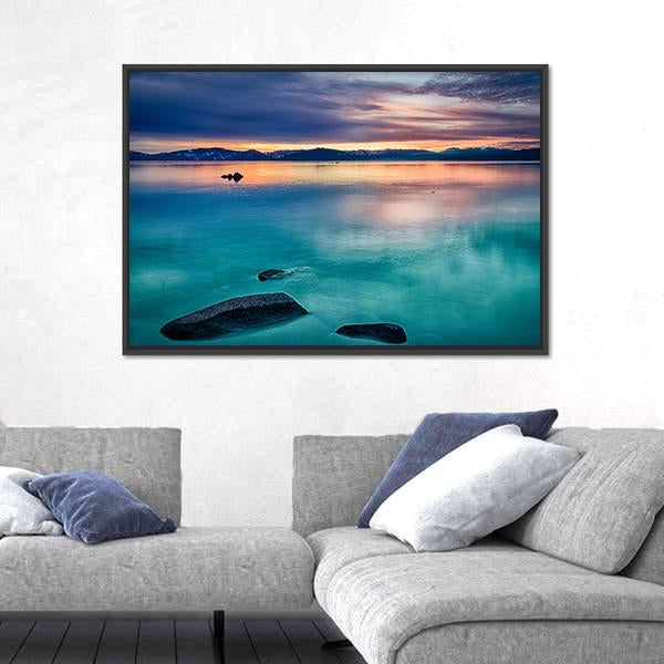 Reflection Of Clouds In A Lake Canvas Wall Art-3 Horizontal-Gallery Wrap-25" x 16"-Tiaracle