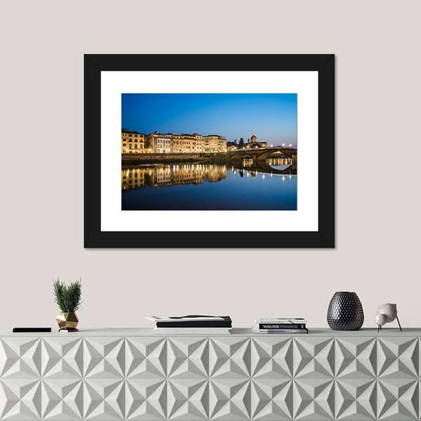 Reflections In The Arno River Canvas Wall Art-1 Piece-Framed Print-20" x 16"-Tiaracle