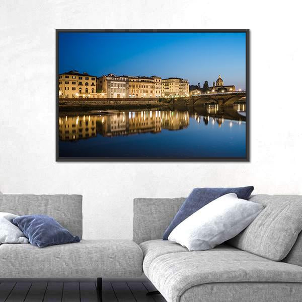 Reflections In The Arno River Canvas Wall Art-3 Horizontal-Gallery Wrap-25" x 16"-Tiaracle