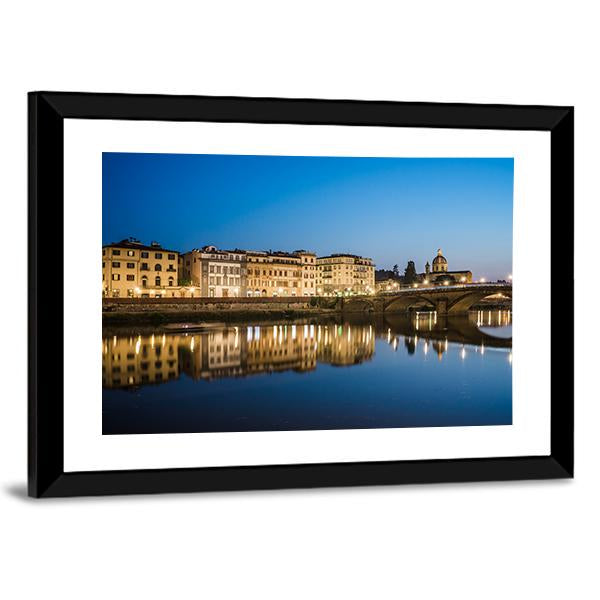 Reflections In The Arno River Canvas Wall Art-3 Horizontal-Gallery Wrap-25" x 16"-Tiaracle