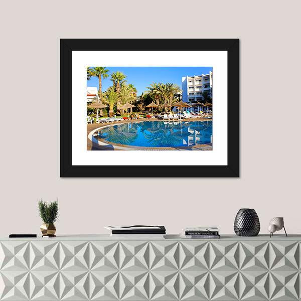Resort Swimming Pool Canvas Wall Art-1 Piece-Framed Print-20" x 16"-Tiaracle