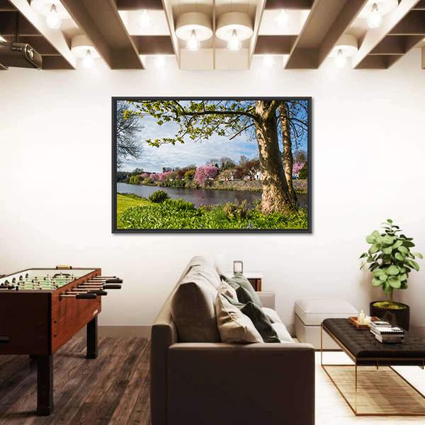 River Cree In Newton Stewart Canvas Wall Art-3 Horizontal-Gallery Wrap-25" x 16"-Tiaracle