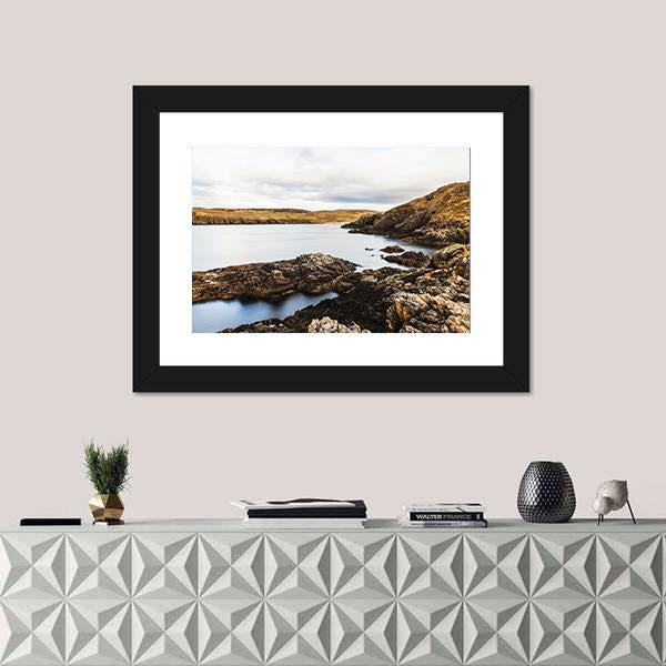 Rocks On Coast At Farr Bay Beach Canvas Wall Art-1 Piece-Framed Print-20" x 16"-Tiaracle