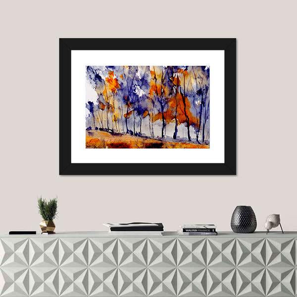 Rough Watercolor Painting Of Trees Canvas Wall Art-1 Piece-Framed Print-20" x 16"-Tiaracle