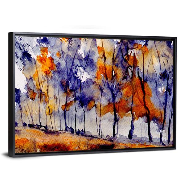 Rough Watercolor Painting Of Trees Canvas Wall Art-3 Horizontal-Gallery Wrap-25" x 16"-Tiaracle