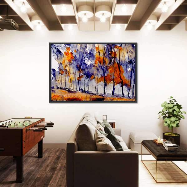 Rough Watercolor Painting Of Trees Canvas Wall Art-3 Horizontal-Gallery Wrap-25" x 16"-Tiaracle