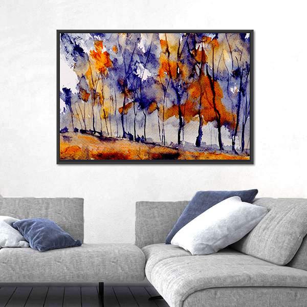 Rough Watercolor Painting Of Trees Canvas Wall Art-3 Horizontal-Gallery Wrap-25" x 16"-Tiaracle
