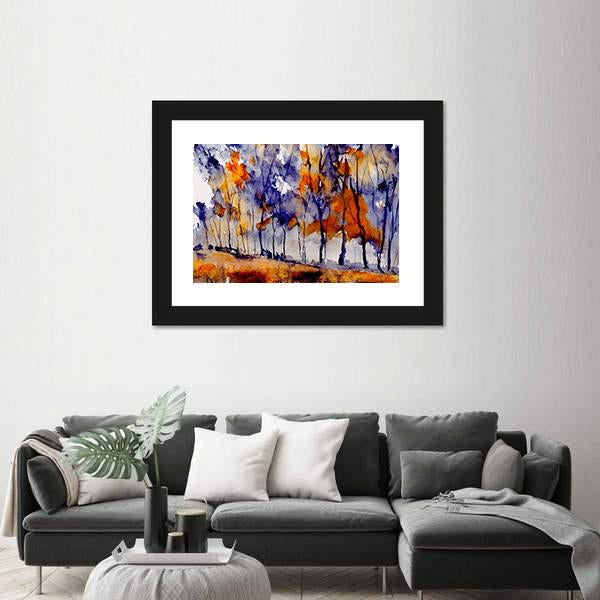 Rough Watercolor Painting Of Trees Canvas Wall Art-3 Horizontal-Gallery Wrap-25" x 16"-Tiaracle