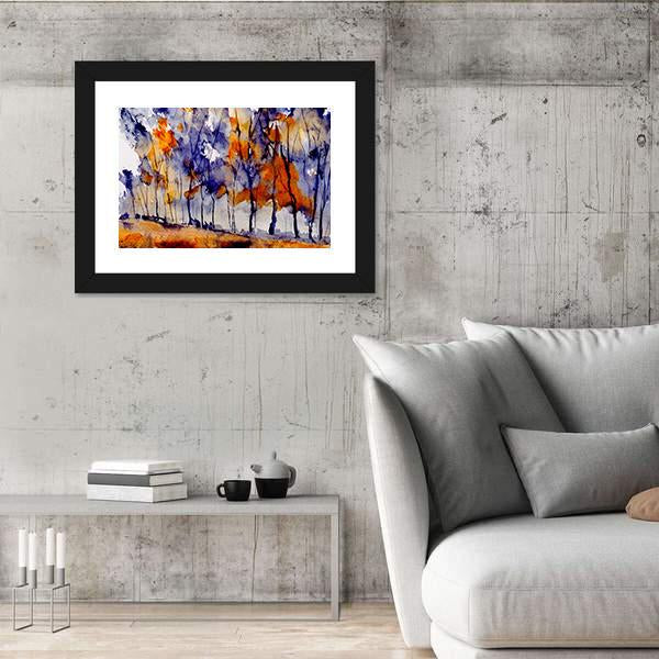 Rough Watercolor Painting Of Trees Canvas Wall Art-3 Horizontal-Gallery Wrap-25" x 16"-Tiaracle