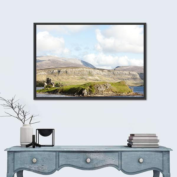 Ruins Of Ardvreck Castle Canvas Wall Art-1 Piece-Floating Frame-24" x 16"-Tiaracle
