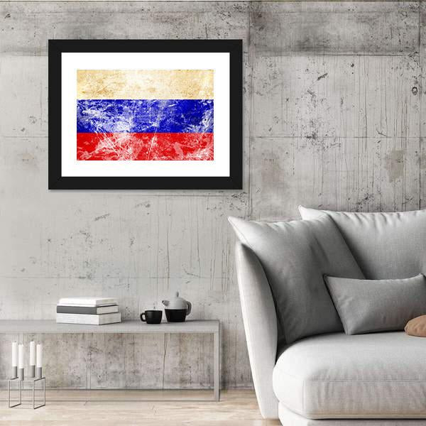 Russian Flag With Old Look Canvas Wall Art-3 Horizontal-Gallery Wrap-25" x 16"-Tiaracle
