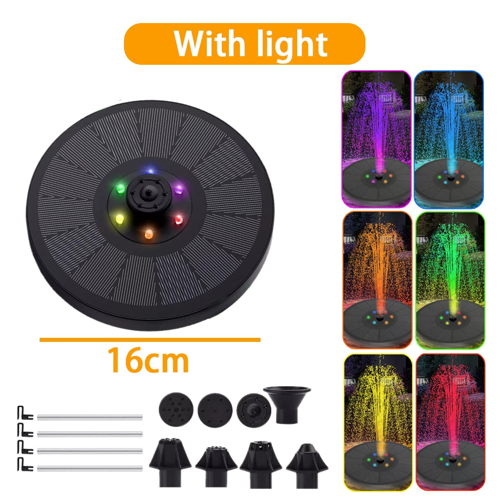 Schwimmender Solarbrunnen, Garten-Wasserfallbrunnen, Pool-Teich, Vogelbad, Solarpanel-betriebener Brunnen, Wasserpumpe, Gartendekoration