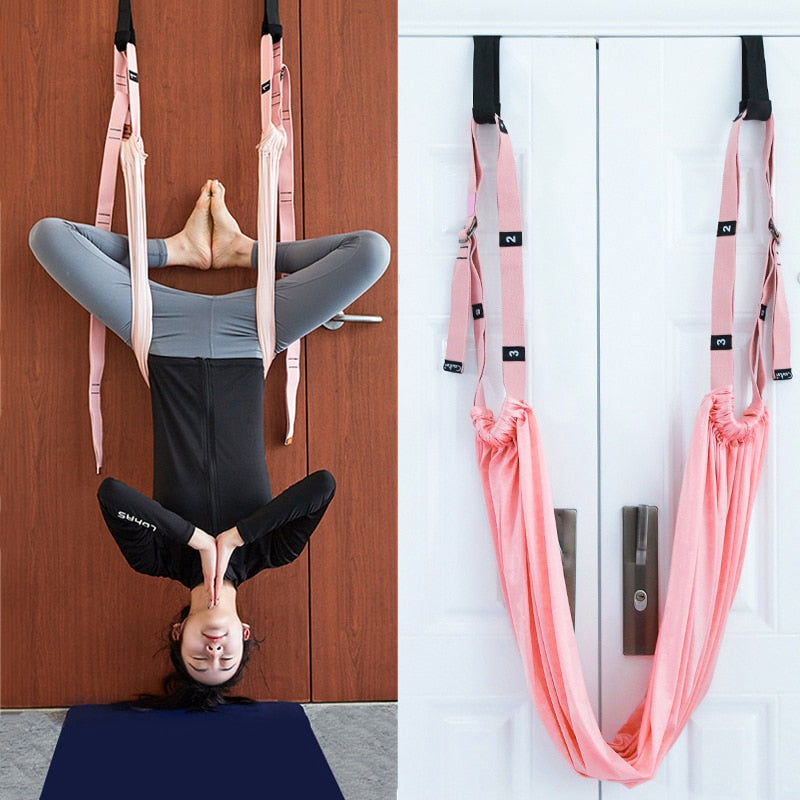 Indoor Aerial Yoga Strap Set Fitness Equipment Yoga Sling Fitness Resistance Bands for Slimming Block Strap Home Gym Yoga Mat