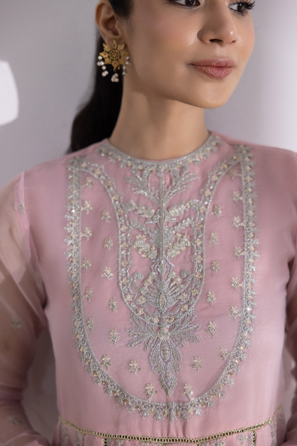 Embroidered Organza Pishwas