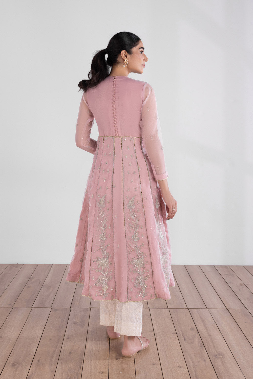 Embroidered Organza Pishwas