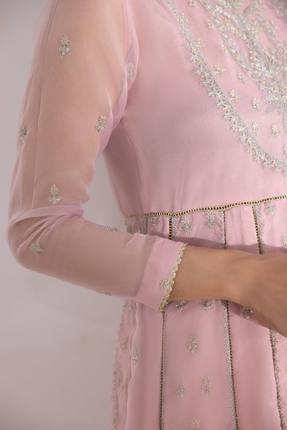 Embroidered Organza Pishwas