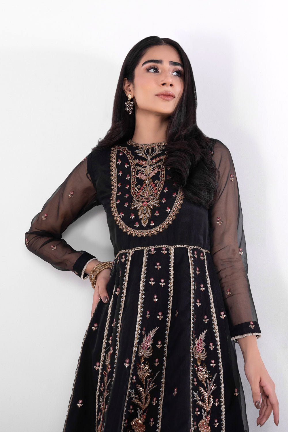 Embroidered Organza Pishwas