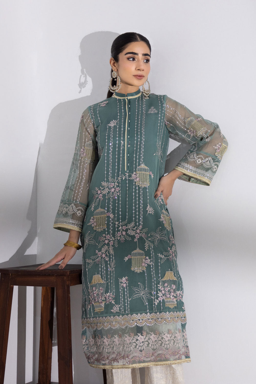 Embroidered Organza Shirt