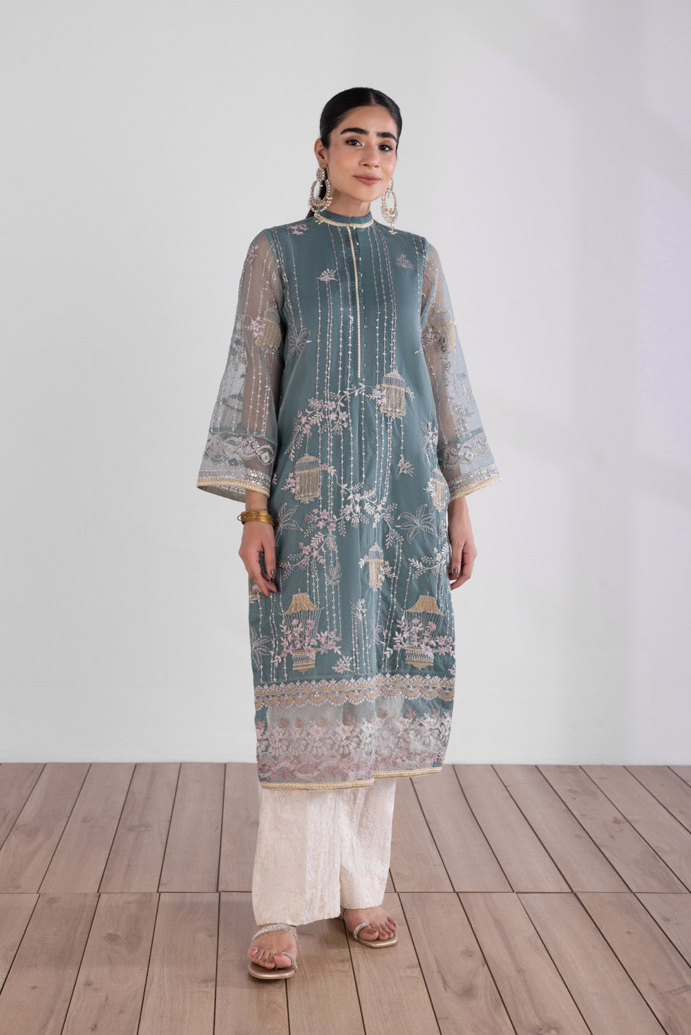 Embroidered Organza Shirt