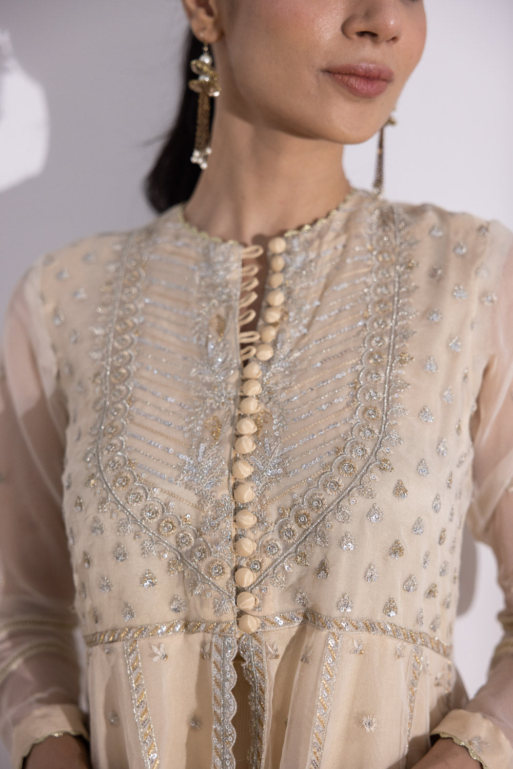 Embroidered Organza Pishwas