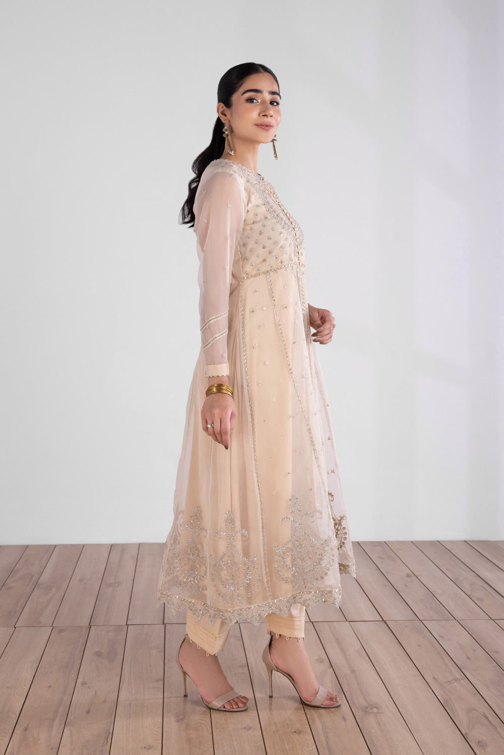 Embroidered Organza Pishwas