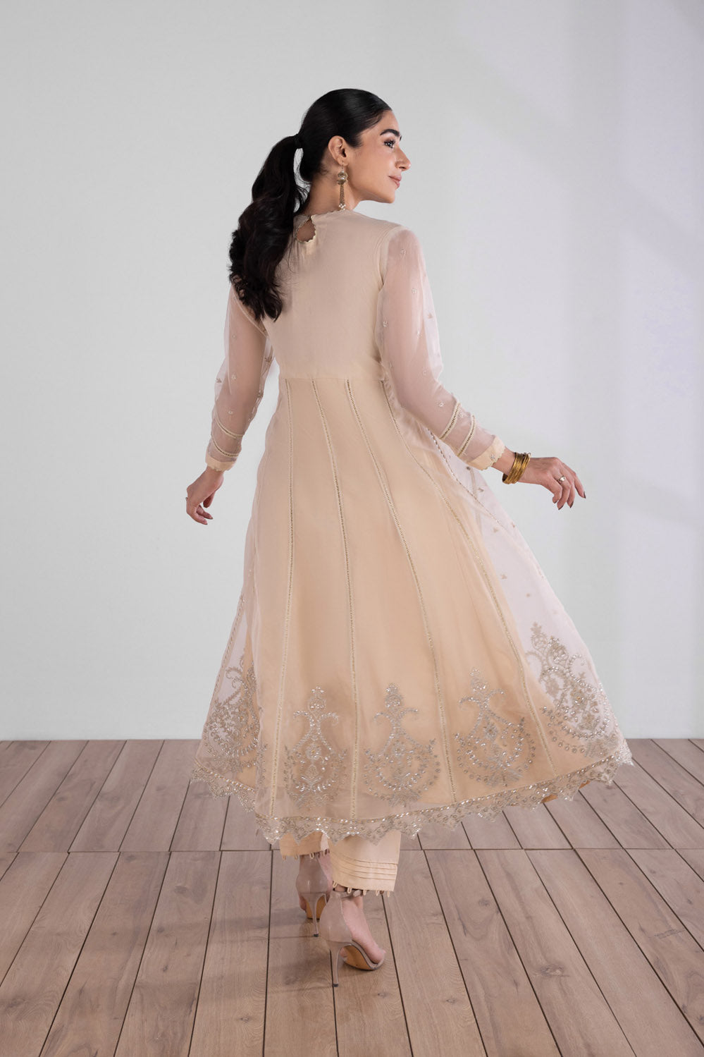 Embroidered Organza Pishwas