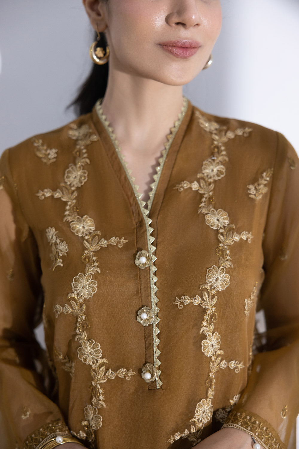 Embroidered Organza Shirt