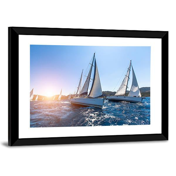 Sailing In The Wind Through The Waves At The Sea Canvas Wall Art-3 Horizontal-Gallery Wrap-25" x 16"-Tiaracle