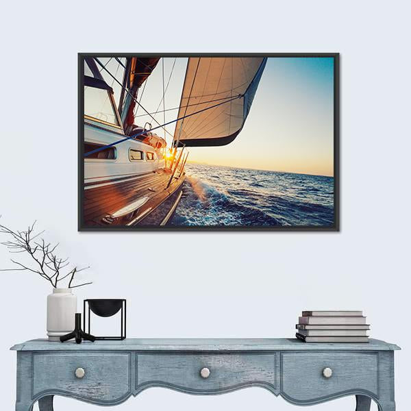 Sailing Into The Sunset Canvas Wall Art-1 Piece-Floating Frame-24" x 16"-Tiaracle