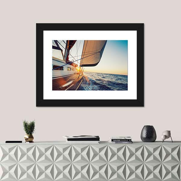 Sailing Into The Sunset Canvas Wall Art-1 Piece-Framed Print-20" x 16"-Tiaracle