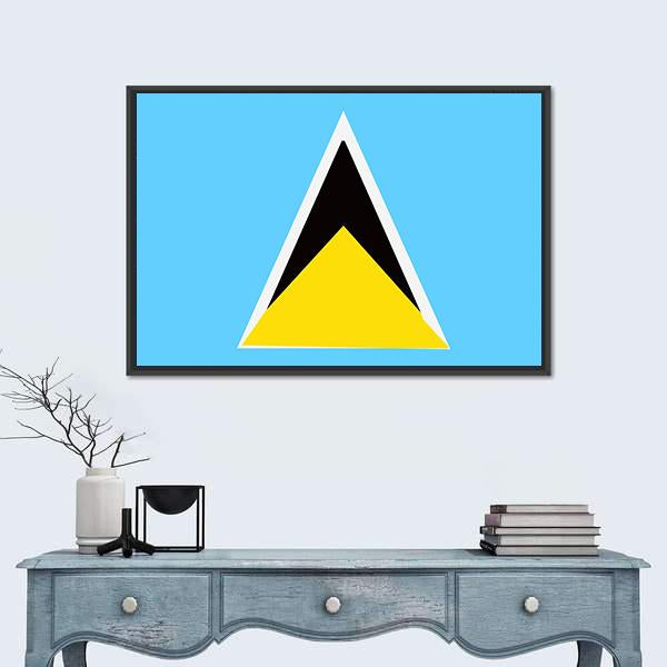 Saint Lucia Flag Canvas Wall Art-1 Piece-Floating Frame-24" x 16"-Tiaracle