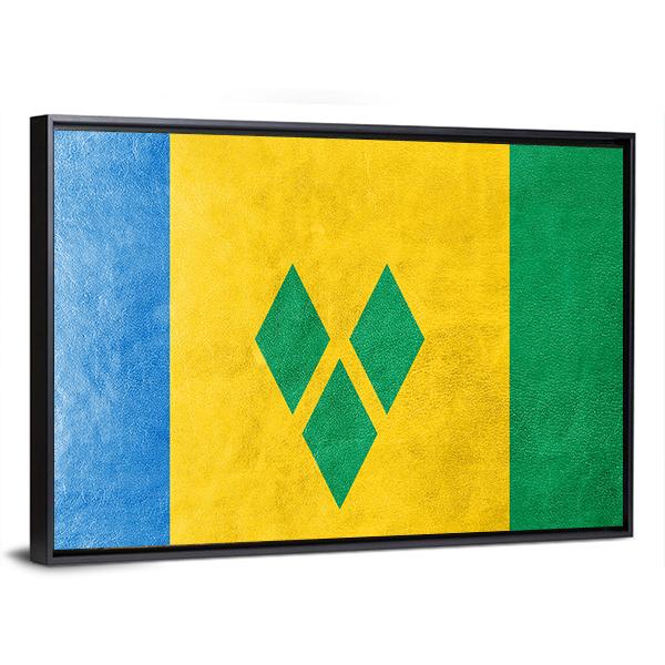 Saint Vincent And The Grenadines Flag Canvas Wall Art-3 Horizontal-Gallery Wrap-25" x 16"-Tiaracle