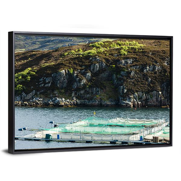 Salmon Farm Loch A Chairn Bhain Canvas Wall Art-3 Horizontal-Gallery Wrap-25" x 16"-Tiaracle