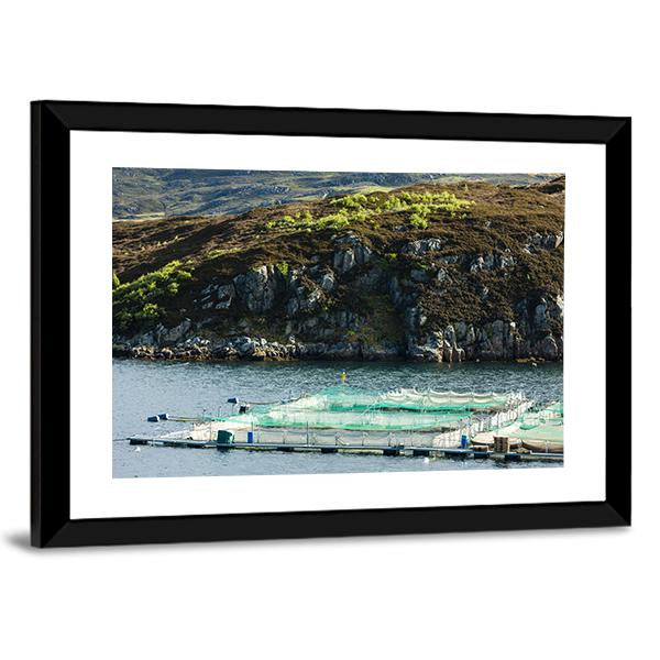Salmon Farm Loch A Chairn Bhain Canvas Wall Art-3 Horizontal-Gallery Wrap-25" x 16"-Tiaracle