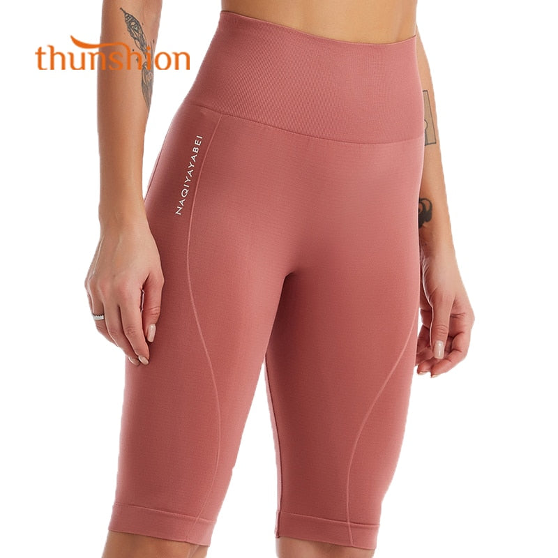 THUNSHION H208209 Seamless High Waist Sports Shorts Casual Women Workout Push Up Leggings Yoga Running Fitness Gym Slim Pants