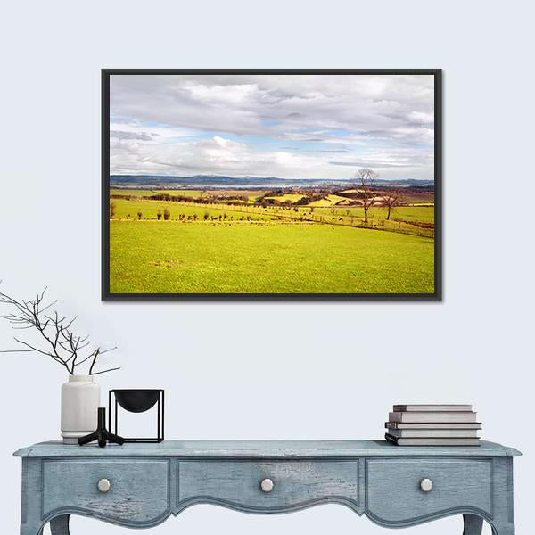 Scottish Countryside In West Lothian Canvas Wall Art-1 Piece-Floating Frame-24" x 16"-Tiaracle