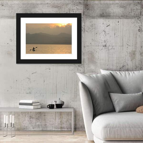 Sea Kayaking At Sunrise Canvas Wall Art-3 Horizontal-Gallery Wrap-25" x 16"-Tiaracle