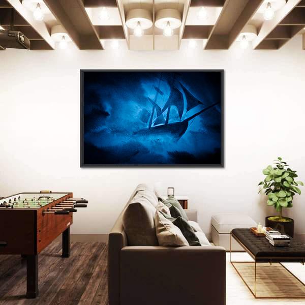 Sea Storm And The Ship Canvas Wall Art-3 Horizontal-Gallery Wrap-25" x 16"-Tiaracle