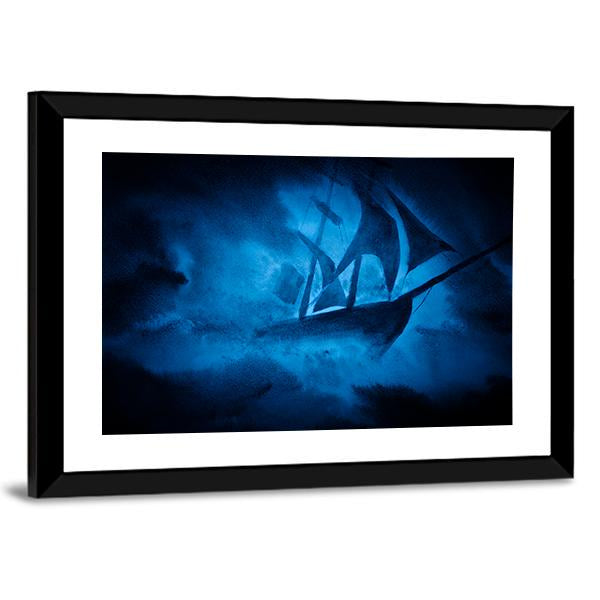 Sea Storm And The Ship Canvas Wall Art-3 Horizontal-Gallery Wrap-25" x 16"-Tiaracle