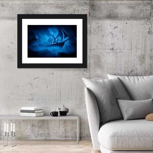 Sea Storm And The Ship Canvas Wall Art-3 Horizontal-Gallery Wrap-25" x 16"-Tiaracle