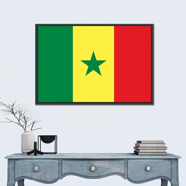 Senegal Flag Canvas Wall Art-1 Piece-Floating Frame-24" x 16"-Tiaracle